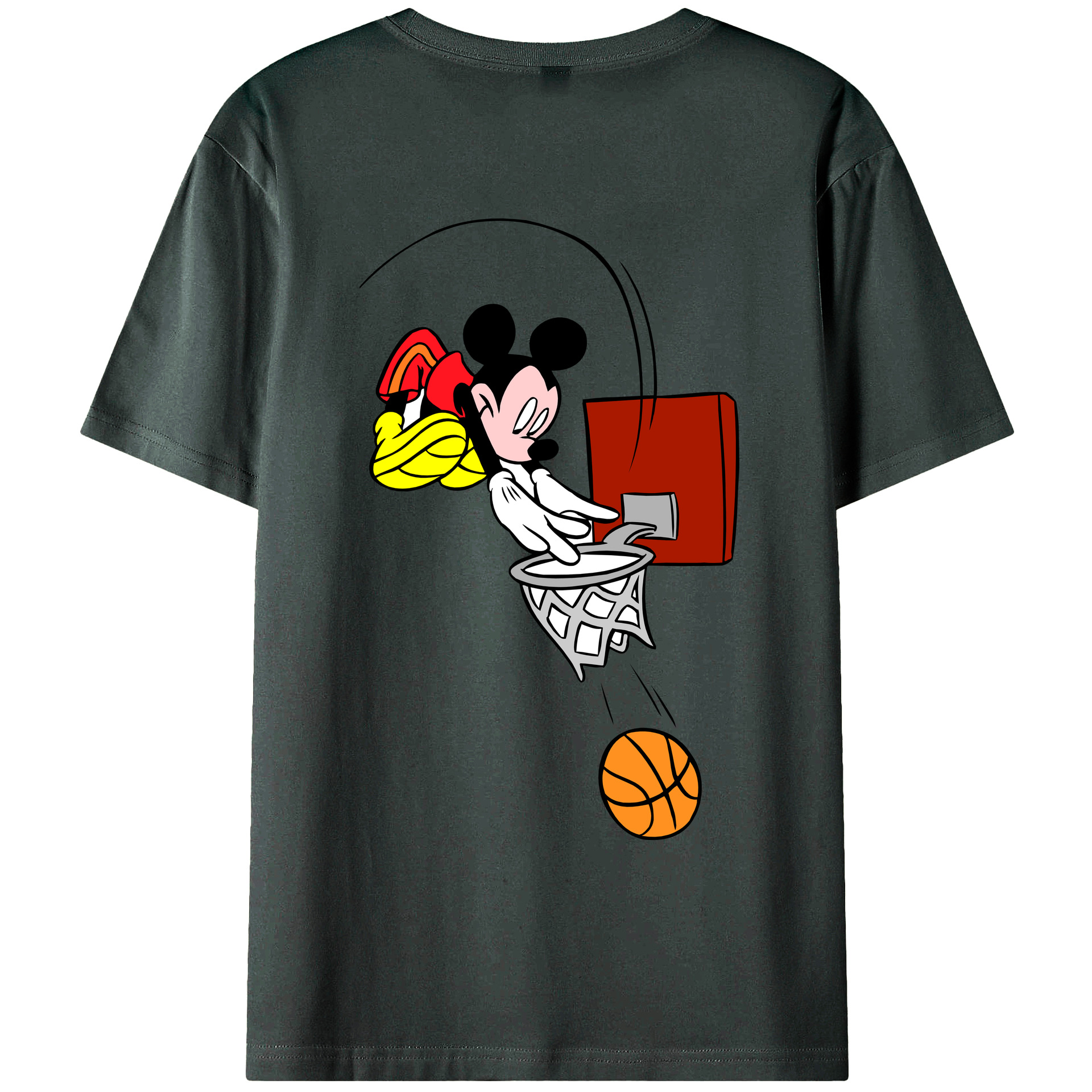 ミッキーマウス Mickey Mouse 綿100％ メンズ半袖Tシャツ（バックプリント） 通気性